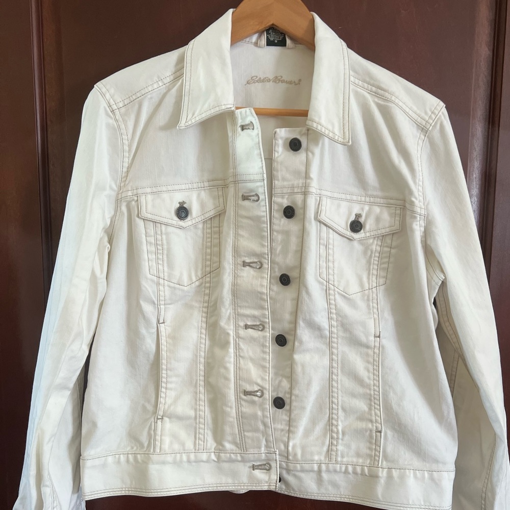 Eddie Bauer denim jacket, white denim, size LARGE